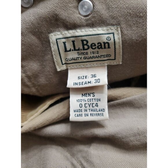 LL Bean Pants Mens 36x29 Tan Corduroy Standard Fit Wide Leg Outdoors Winter Warm - Picture 8 of 10